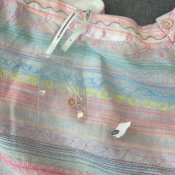 NWT By Anthropologie Letty Neon Embroidered Top - Picture 3 of 3